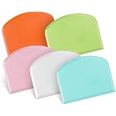 PVKRIO Flexible Dough Scraper &amp; Cutter Set, 5-Piece Bench &amp; Bowl Scrapers | Flexible Plastic, Bench and Bowl Scrapers, Curved Edge, Textured Grip, For Sourdough, Pizza, Fondant, Pastry and Cake Icing