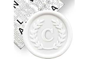 KANOO 50Pcs White Letter C Adhesive Wax Seal Stickers, Hand-Made, No Need Seal Stamp, Tear and Use Wax Stickers for Wedding Invitations, Envelopes, Christmas Gift