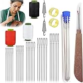 JANTORSGD Steel Needles for Hand Sewing, Big Eye Steel Sewing Needles Kit, Stainless Steel Sewing Needles and Threaders for Handicraft Enthusiasts, Portable DIY Handcraft Set, 34Pcs