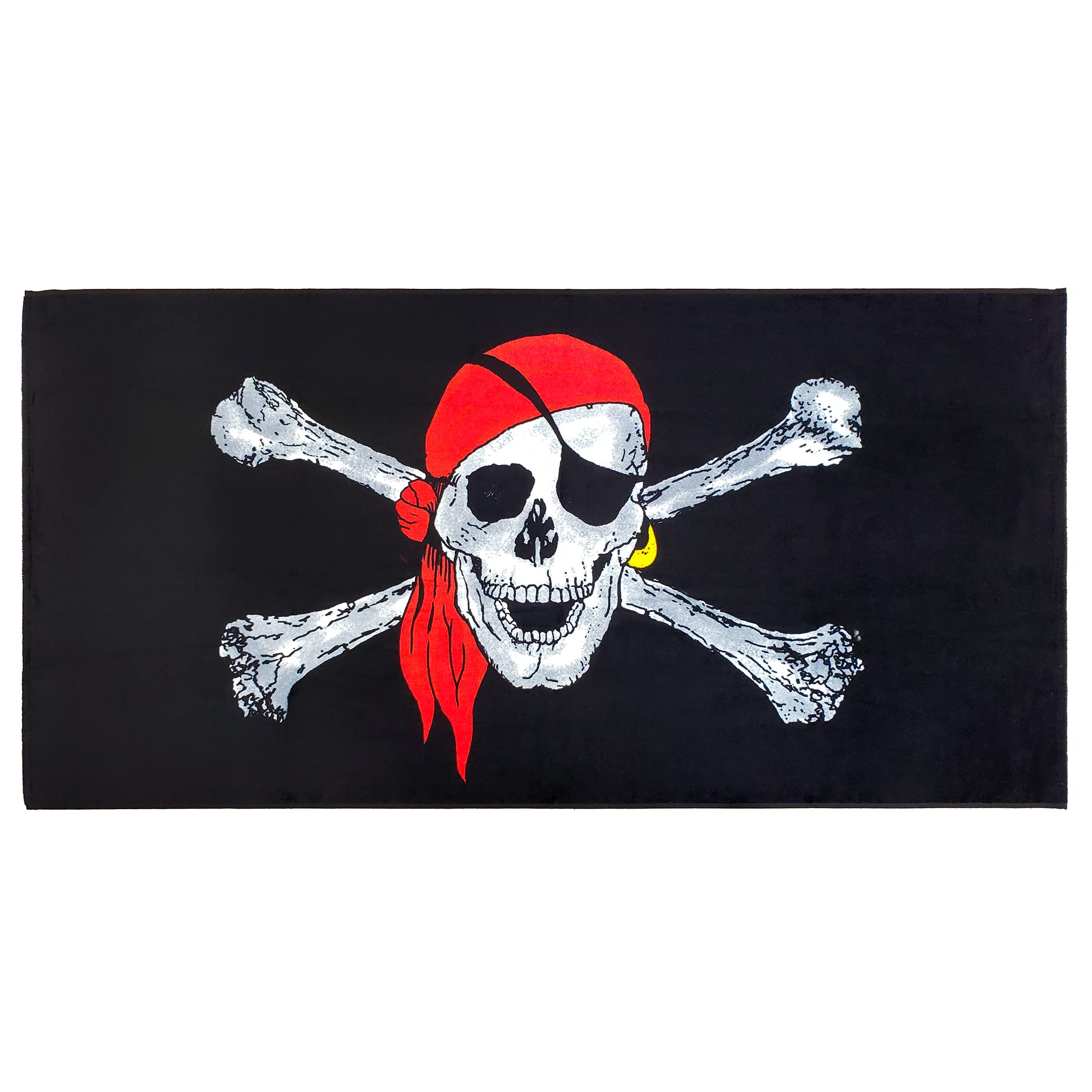 Pirate Skull Beach Towel 30 x 60 inch 100% Cotton (Pirate Buccaneer, One Towel)