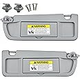 Pair of Left and Right Sun Visors with retiners and Screws for Honda Civic 2006 2007 2008 2009 2010 2011 (Light Gray)