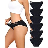 LEVAO Womens Underwear Cotton Bikini Panties Lace Cut Out Stretch Cheeky Ladies Briefs 6 Pack S-XL