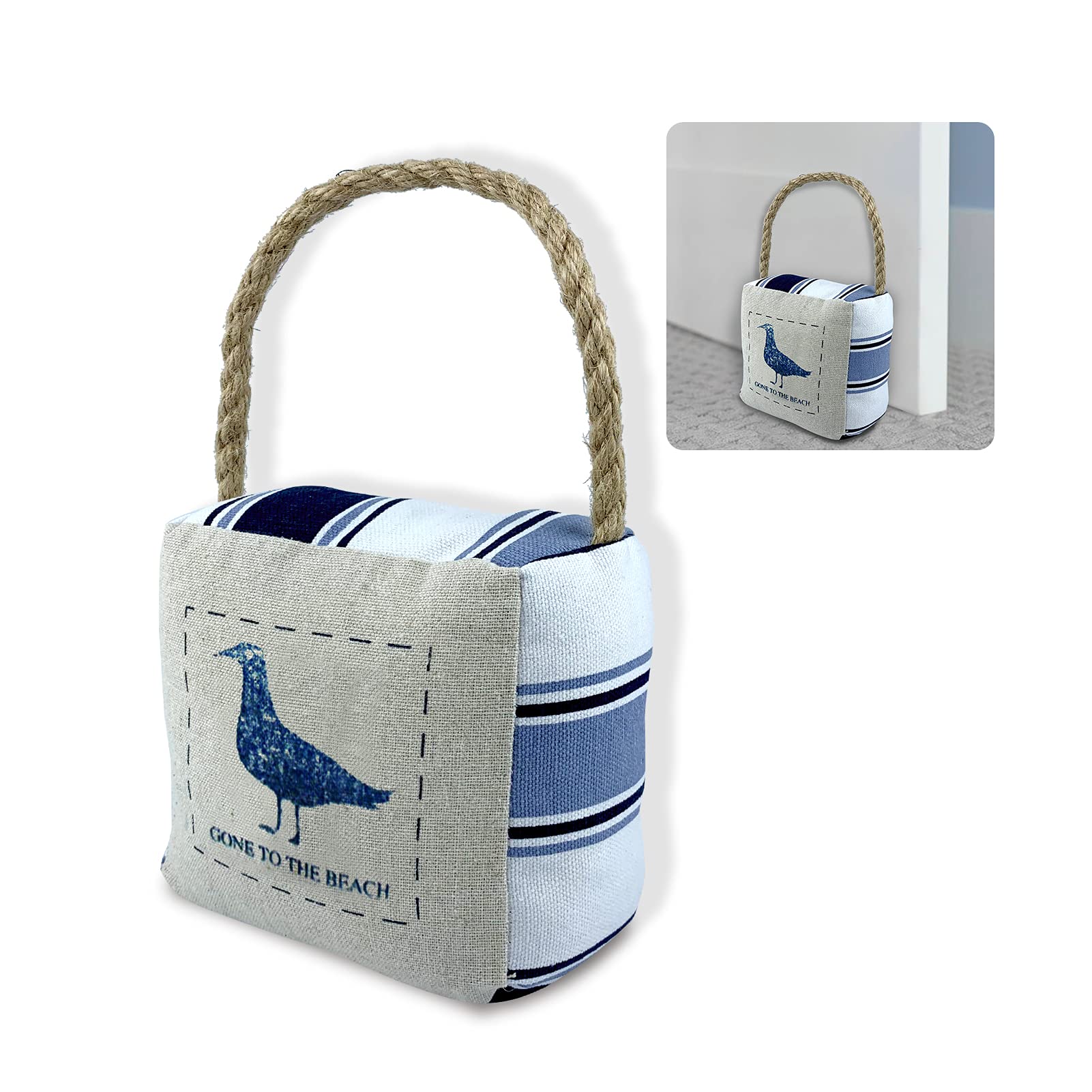 Doorstop Stopper Novelty Seabird Fabric Door Stop Heavy Cube Door Stopper with Handle Mediterranean Style Door Weight Stopper Home Interior Doorstop Ideal for Living Room, Bedroom, Starfish & 0.9kg