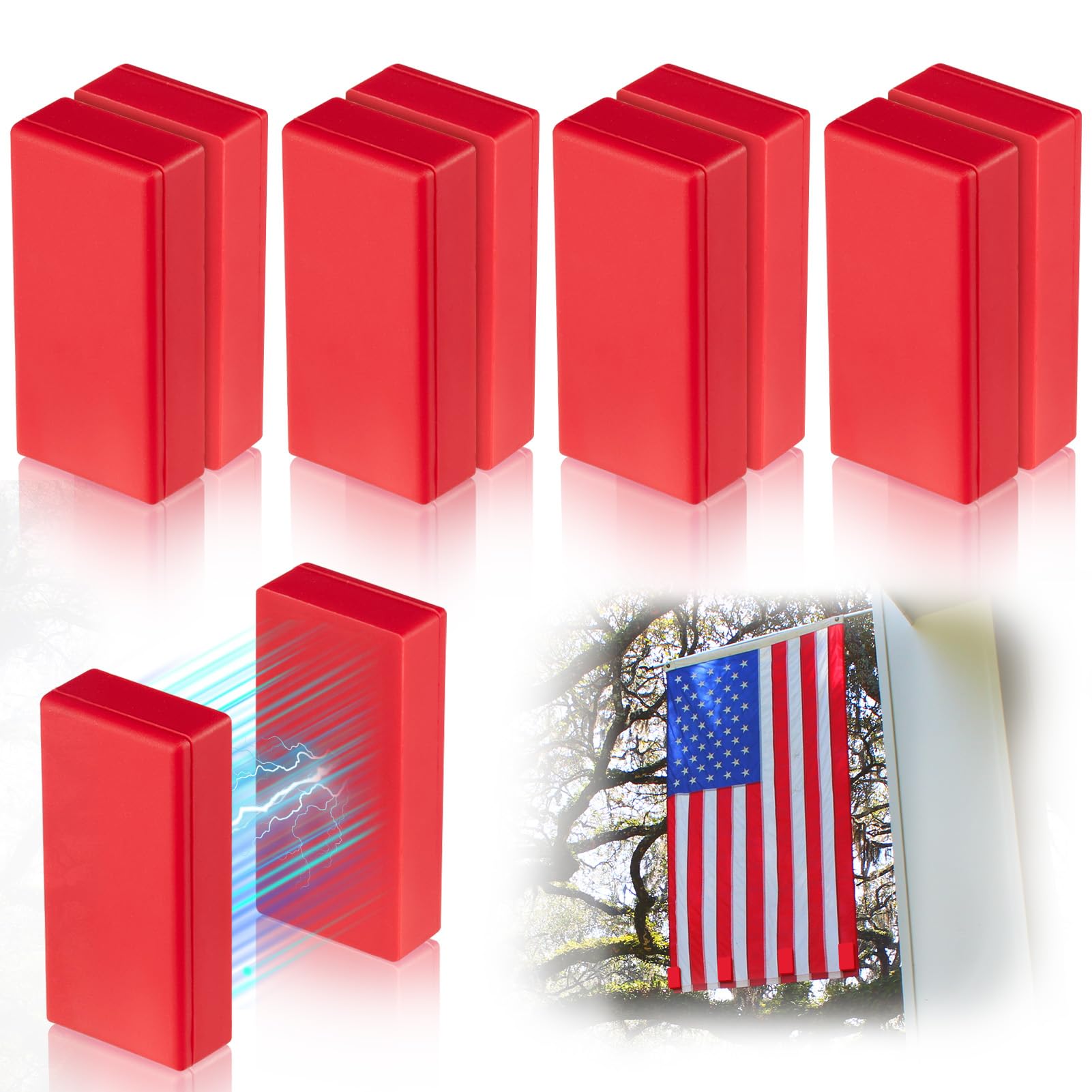 Photo 1 of 8PCS Strong Magnetic Flag Weights for Bottom of Flag in Winds,Heavy Duty Rubber Coated Magnet Drapery Weights,Waterproof Outdoor Curtain Magnets,Wind Banner Weights to Prevent Outdoor Flag/Drapery Tangles,4 Pairs