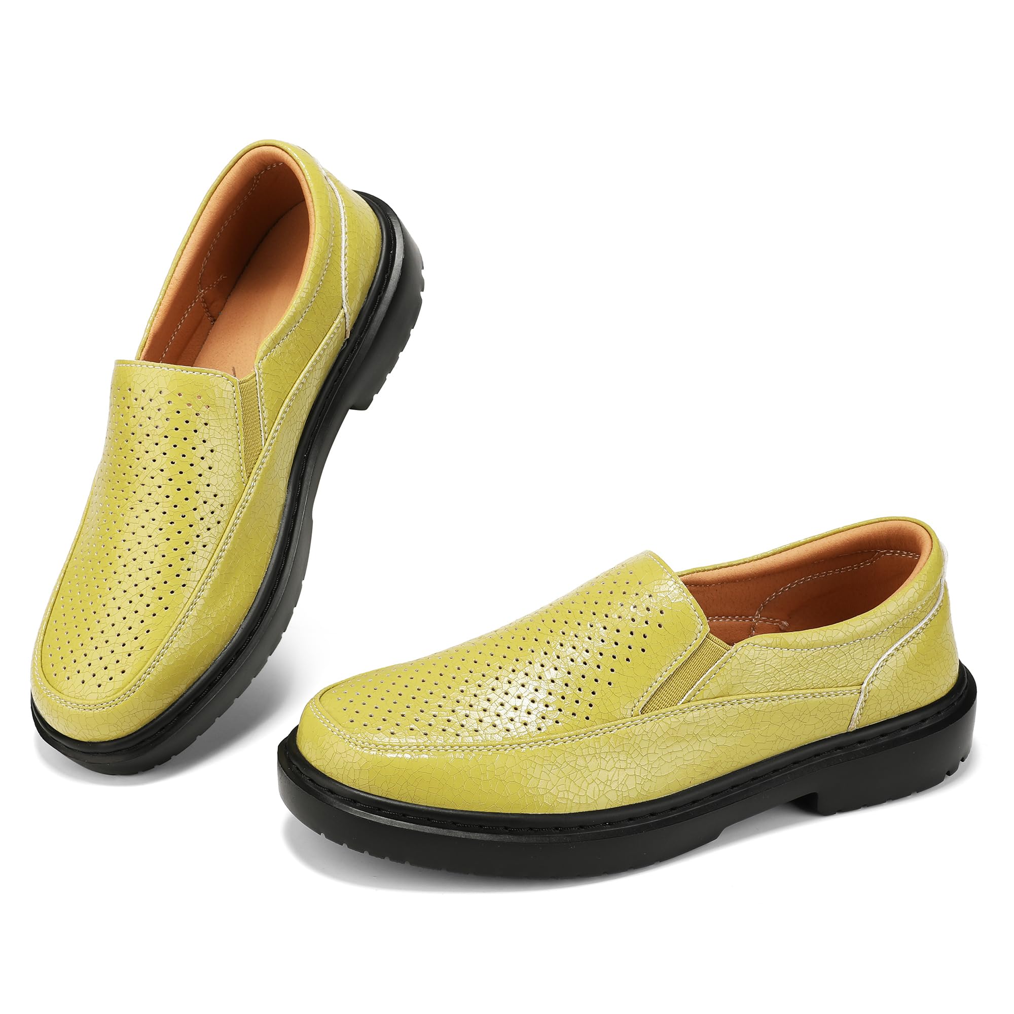 BEAUSEEN Women's Comfort Slip-On Loafers Breathable Driving Mocs Walking Shoes Comfort Business Casual Dress Flats Shoes for Women Pistac, 7.5 US