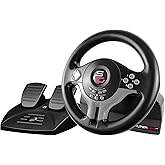 SUBSONIC - Superdrive SV250 Steering Wheel. Racing Wheel with pedals and Gearshift Paddles - 22 cm Diameter, 180° Roation Angle - For Nintendo Switch 2 - Switch - PS4 - Xbox Series X/S, Xbox One & PC