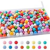 Sunrony 240Pcs 12mm Silicone Beads for Keychain Making, Mixed Color Round Silicone Beads for Pens and Necklace Bracelet Crafts Making (Multicolor Bright)