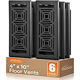 Floor Register 4x10, Heavy Duty Walkable Steel Floor Vent Covers, Ease Adjust Air Flow Direction Floor Registers, Black Floor Vents，Boston Design Air Vents for Home