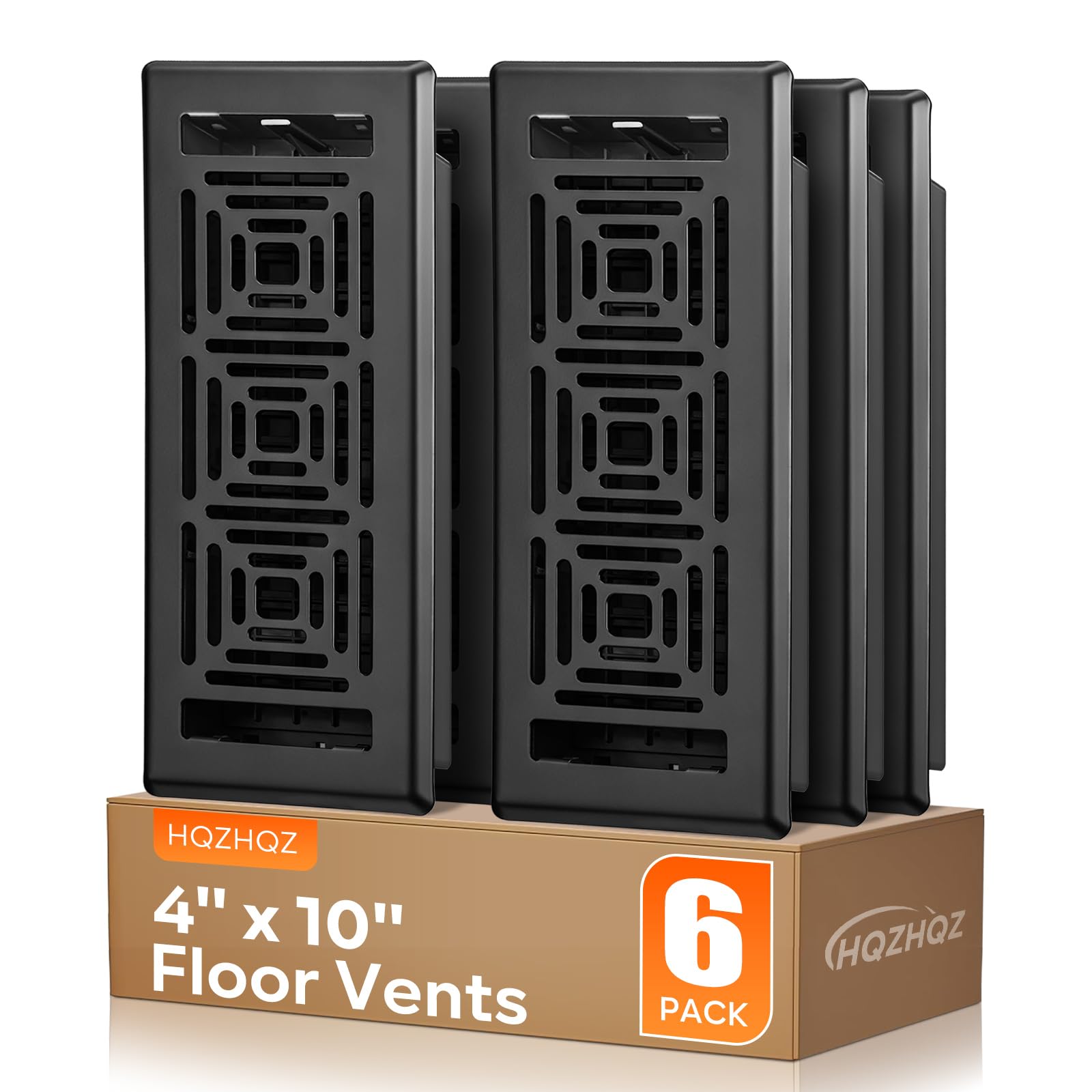 Photo 1 of Floor Register 4x10, Heavy Duty Walkable Steel Floor Vent Covers, Easy Adjust Air Flow Direction Floor Registers, Black Floor Vents, Boston Design Air Vents for Home