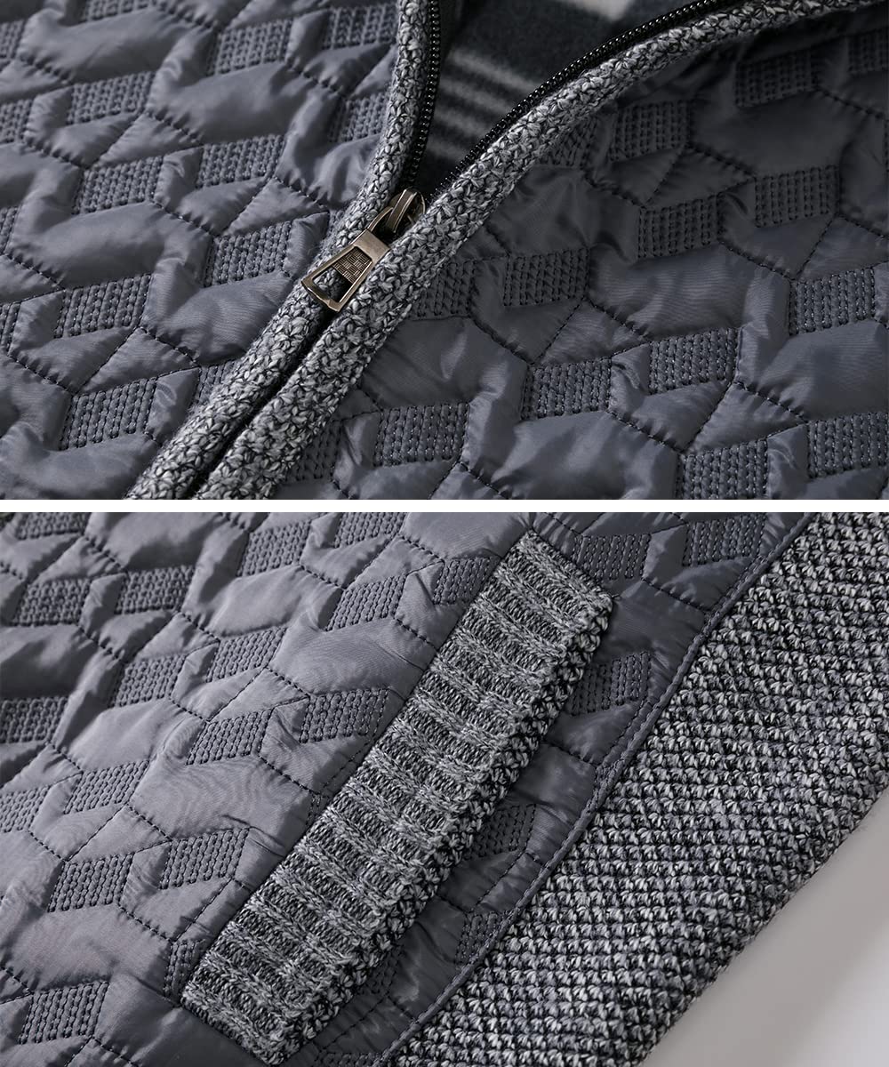 Msmsse Men's Full Zip Cardigan Sweater for Men Causal Thick Slim Fit Knitted Sweaters Jacket Black M