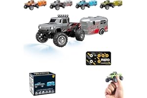 Mini RC Truck,Mini Truck 1:64 Scale Alloy,2.4 Ghz Rc Semi Trucks with Trailer & Remote Control, 20km/h All Terrain RC Cars To