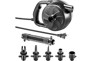 KERUITA Electric Air Pump, 300W High Power Air Pump Inflator & Deflator Valve with 5 Nozzles, 1.2PSI Pressure Fast Filling Air Pump for Air Mattress, Swimming Rings, Airbeds, Rafts, Inflatable Sofas