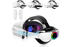 Hurra 10000mAh Head Strap with Battery Compatible with Meta/Oculus Quest 2/3/3S, 20W Fast Rechargeable Elite Strap Extend 6-8H Playtime, RGB Battery Pack VR Head Strap Accessories