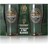 Guinness Stout Beer Glass Green Ireland Collection Twin Pack | Official Merchandise Pint Glasses Set of 2 | Perfect Irish gifts for Beer Lovers