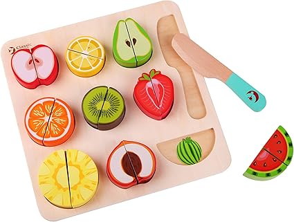 wooden cut fruit toys
