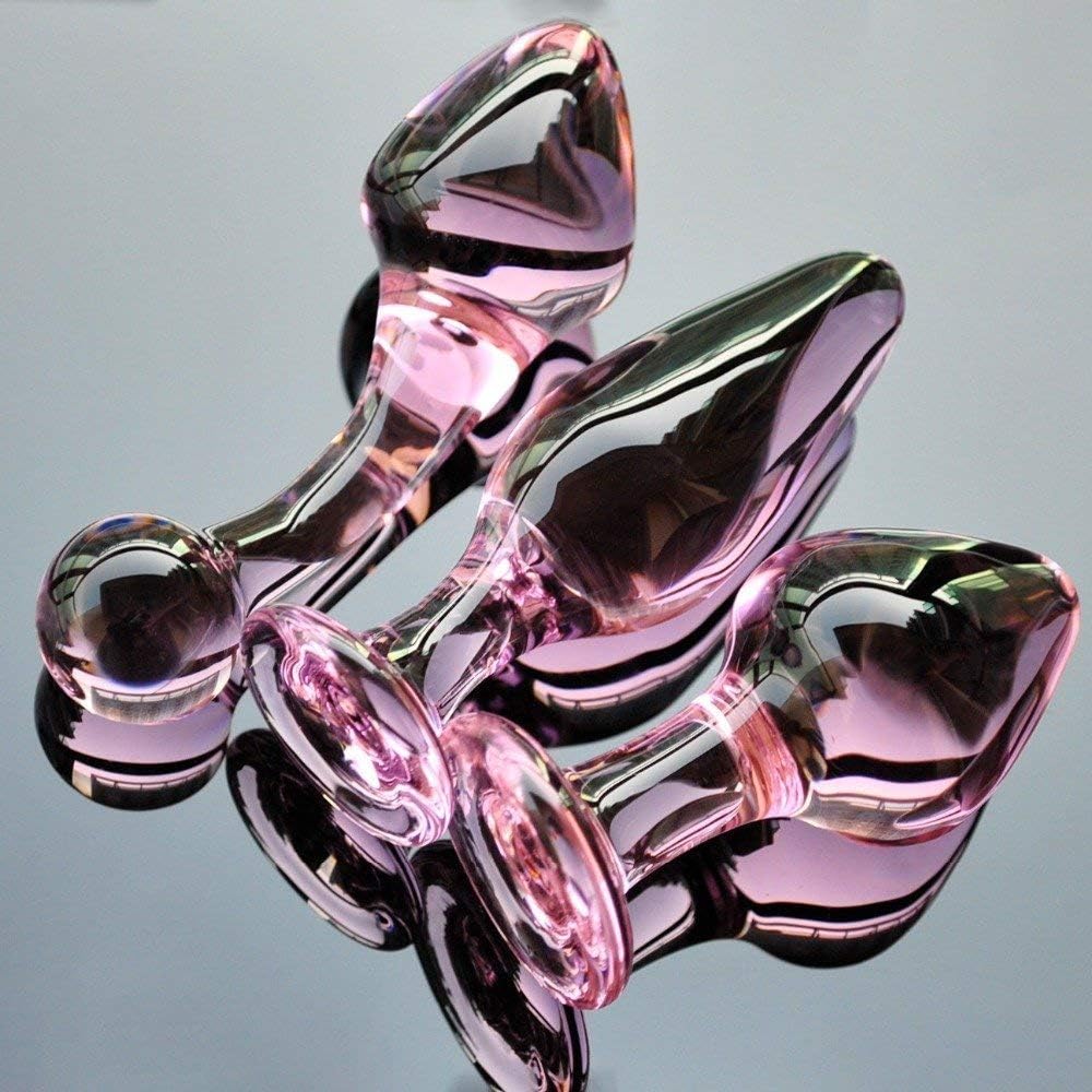 BaiNE DiDi 3 Packs/Set Anus Set Pink Crystal Att-rac-tive Th-ing B-ütt Pl-ùgs Pyrex Glass Amāl Dîld? Relax Massage Ball Bead Pé-Ni.S Female Six Toys for Man Kit for Women Men