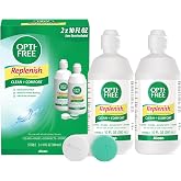 OPTI-FREE Replenish Multi-Purpose Contact Lens Solution (10 Oz, Pack of 2) | Disinfecting Cleaner, Cleans, Rinses, Disinfects &amp; Stores Soft &amp; Silicone Hydrogel Lenses, Contact Lens Case Included