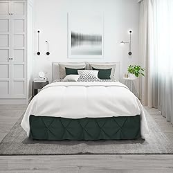 Nestl Forest Green Bed Skirt Full Size, Pinch Pleat