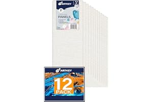 Canvas Panels 4x12 Inch 12-Pack, 10 oz Triple Primed Acid-Free 100% Cotton Blank Canvases for Painting, Long Flat Canvas Boar