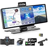 HK3 Carplay Screen for Car, 10.26’’ Wireless Apple Car Play & Android Auto Touch Screen, 4K Dash Cam, 1080P Backup Camera, Car Stereo, GPS Navigation/Mirror Link/Bluetooth/Voice Control, Plug and Play