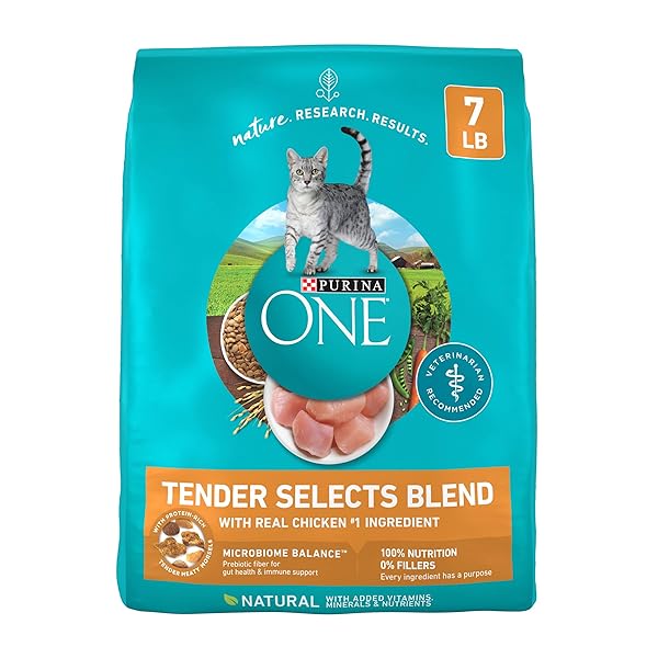 PURINA ONE NATURAL DRY CAT FOOD, TENDER SELECTS BLEND WITH REAL CHICKEN – 7 LB. BAG