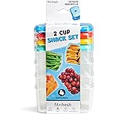 Fit & Fresh Kids' 2-Cup Chilled Containers, Set of 4 Reusable Portion Control Containers with Removable Ice Packs, BPA-Free, Freezer/Microwave/Dishwasher Safe