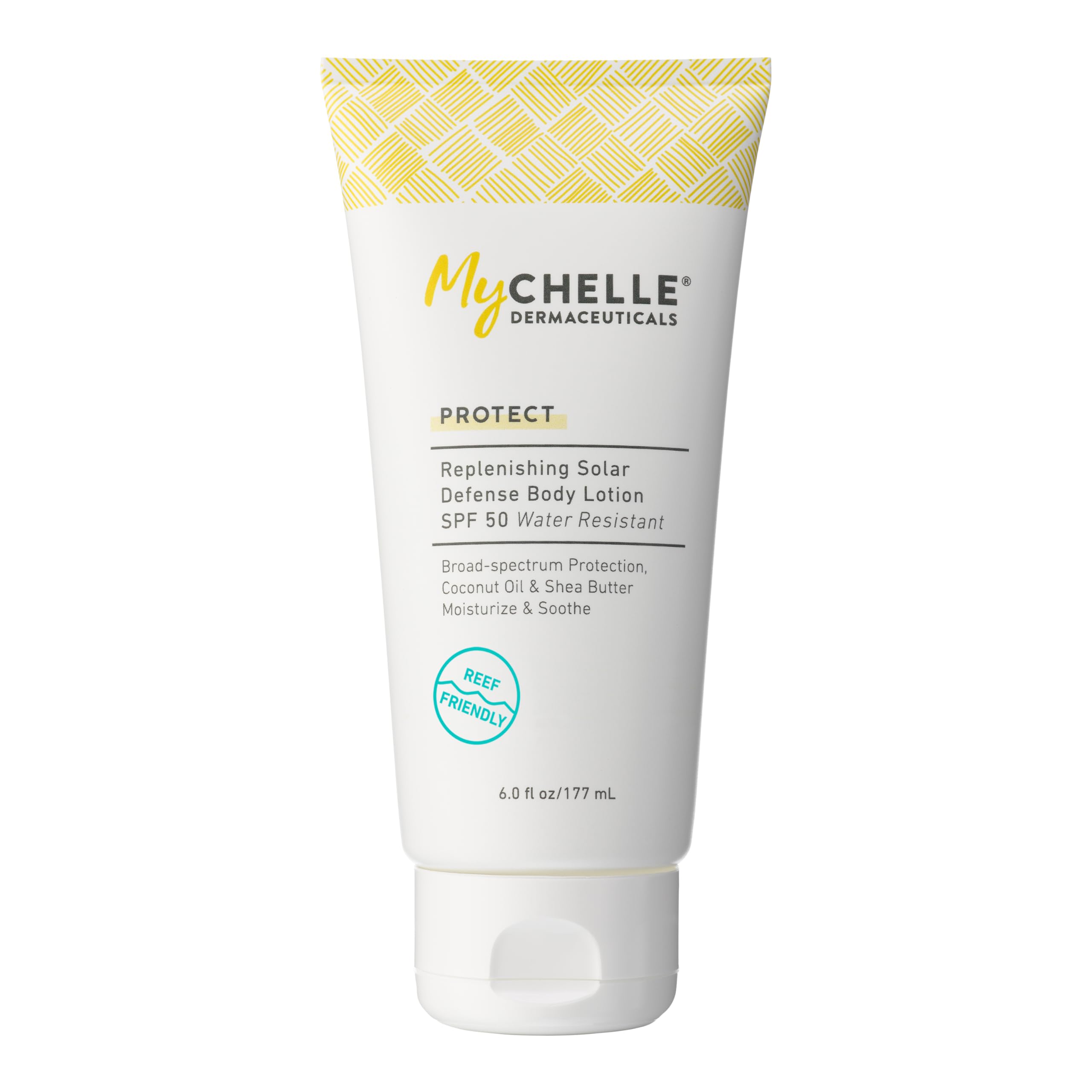 Photo 1 of MyCHELLE Dermaceuticals Replenishing Solar Defense Body Lotion SPF 50 (6 Fl Oz) - Moisturizing Reef Safe Sunscreen with Coconut Oil and Shea Butter - Water Resistant for 80 Minutes