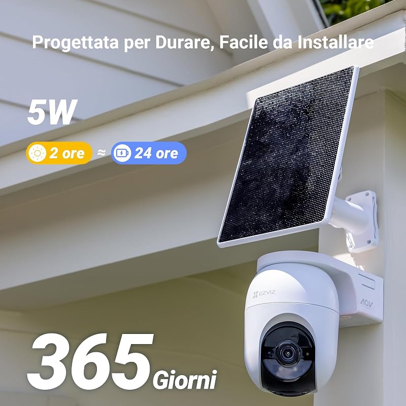2K⁺ Kit da 2, Telecamera WiFi Esterno Senza Fili con Pannelli Solari