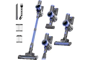 Nioga Cordless Vacuum Cleaner, 10 in 1 Powerful Suction Lightweight Vacuum Cleaner for Home, 45Mins Detachable Battery with LED Display Self-Standing Stick Vacuum for HardFloor/Carpet/Pet Hair