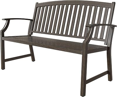 Grand patio Outdoor Bench Dark Brown Aluminum Steel Frame 300kg