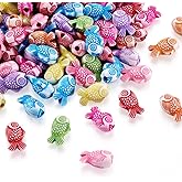Craftdady 100pcs Acrylic Koi Fish Tiny Spacer Beads Mixed Colors Plastic Cute Animal Craft Loose Beads 15x9mm for Summer Jewelry Making Hole: 2.5mm
