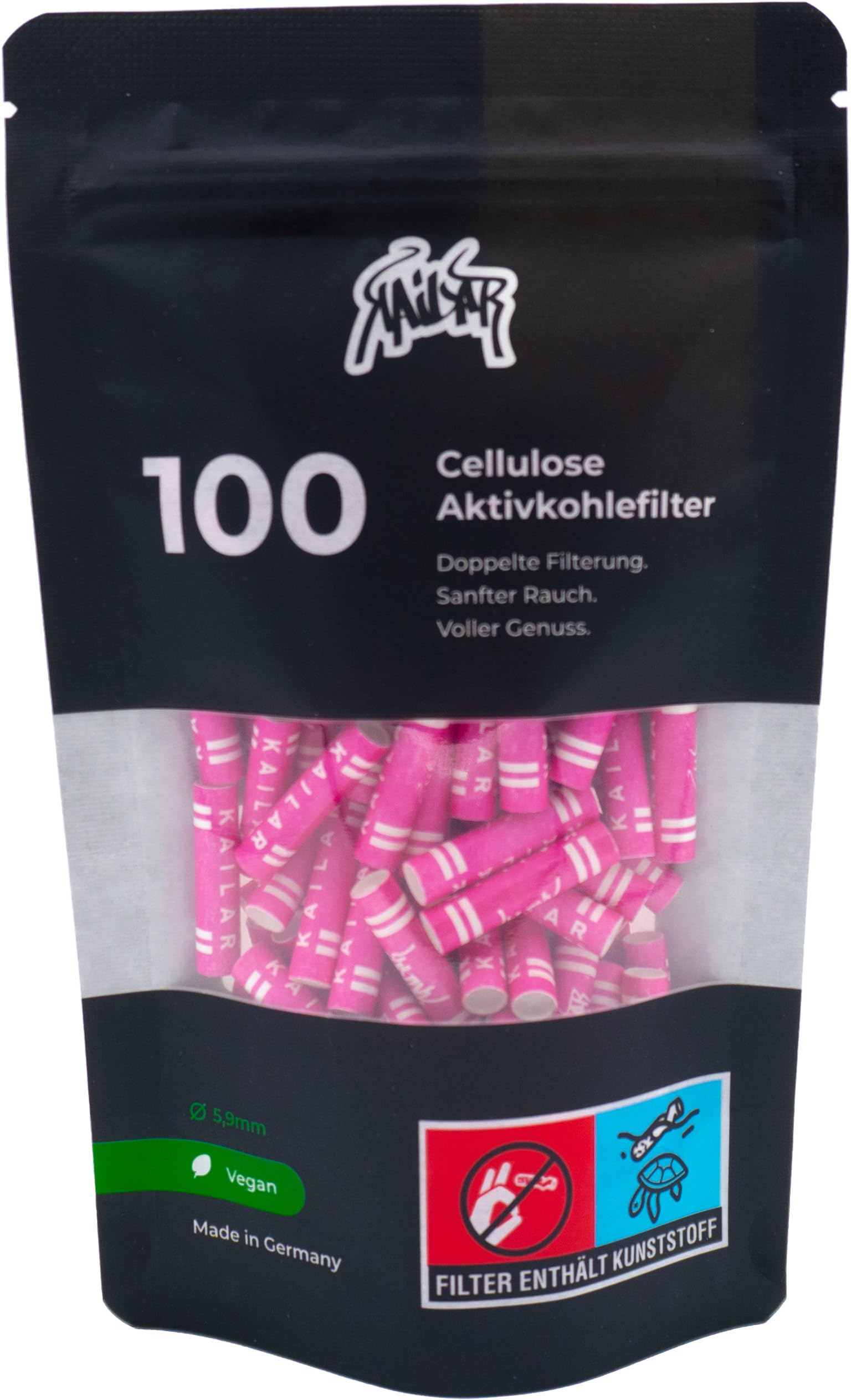 KAiLAR Cellulose Activated Carbon Filters Pink Pack of 250 (100)