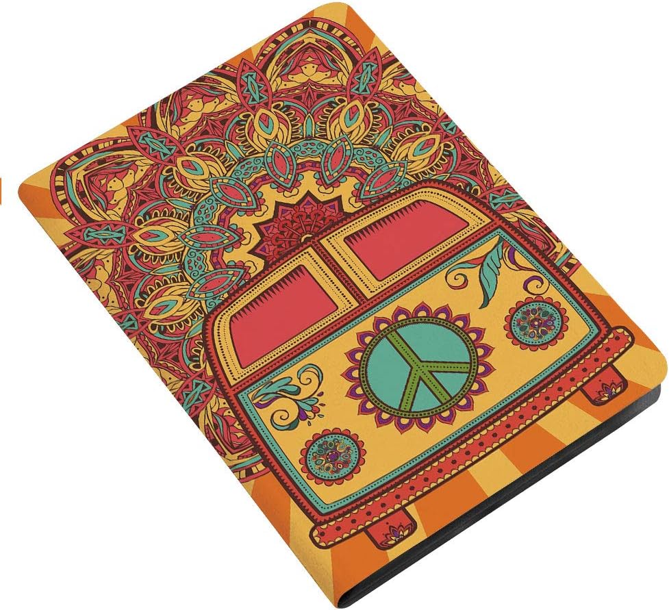 70s Party Decorations Slim Stand Hard Back Shell Protective Smart Cover Case for iPad 7th Gen 10.2 Inch 2019 (A2197 A2198 A2200) Hippie Vintage Mini Van Ornamental Backdrop Peace Sign Decorative iPad