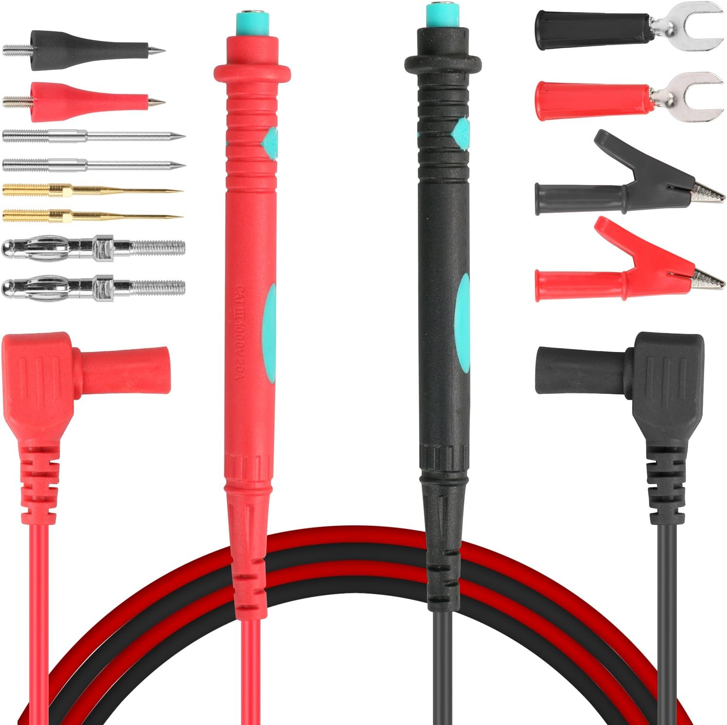 Digital Multimeter Test Lead Kit Set 1000V 20A Cable Probe Replaceable Needle Tips with Alligator Clip Test Cables Probes14PCS