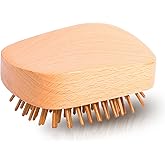 Bamboo Hair Brush, Mini Wood Hair Brush Wooden Scalp Massager for Hair Growth, Travel Detangling Hairbrush Air Cushion Hair Brushes for Women and Men All Hair Types, Easy of Holding