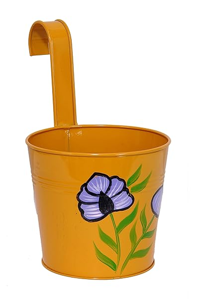 Natures Plus Natures Plus Planter Railing Tub, Flower Pots for Garden Planters 7 Inches (Orange , Pack of 1)