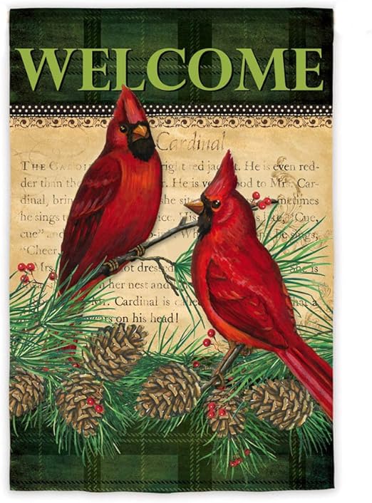 Winter Garden Flag Cardinals Outdoor Decorative