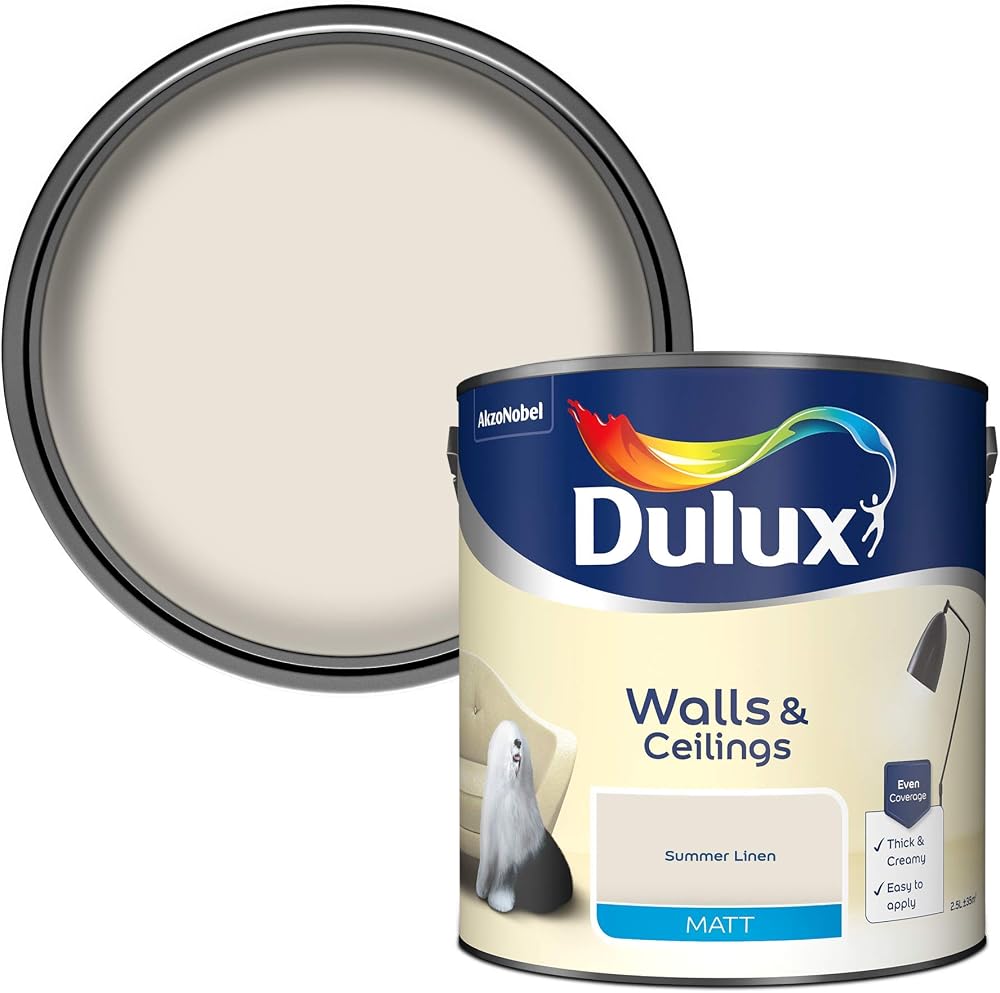 Dulux Matt Emulsion Paint For Walls And Ceilings Summer Linen 2.5L