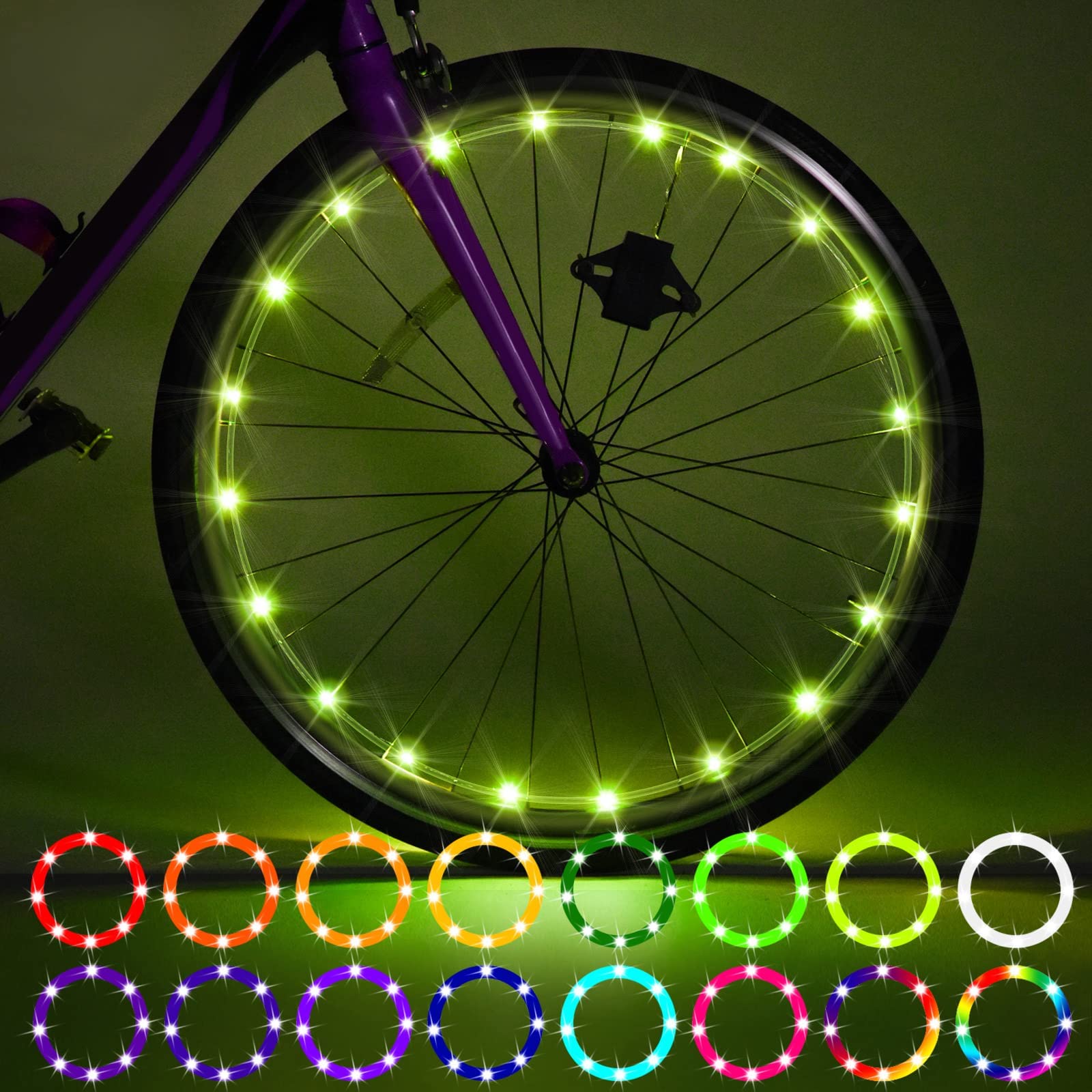 Photo 1 of ?Upgraded Tube Version?2Pack LED Bike Wheel Lights, shielded by protective tubing, withstand slams &waterproof, Remote Control Bicycle Tire LED Light, 16Color Change by Yourself, Super Bright at Night