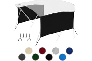 KNOX 3 Bow Bimini Top Sidewalls for KNOX Bimini Tops for Boats, 600D Solid Canvas Side Blocks with Adjustable Straps, Stainle