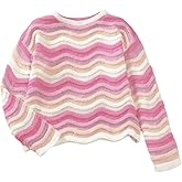 BEAUDRM Girl's Rainbow Striped Sweater Long Sleeve Crewneck Pullover Jumper Tops Fall Winter Knitwear
