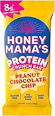 Honey Mama's, Peanut Chocolate Chip Protein Crunch Bar, 8g Protein, No Refined Sugar, No Preservatives, Gluten Free, Dairy Fr