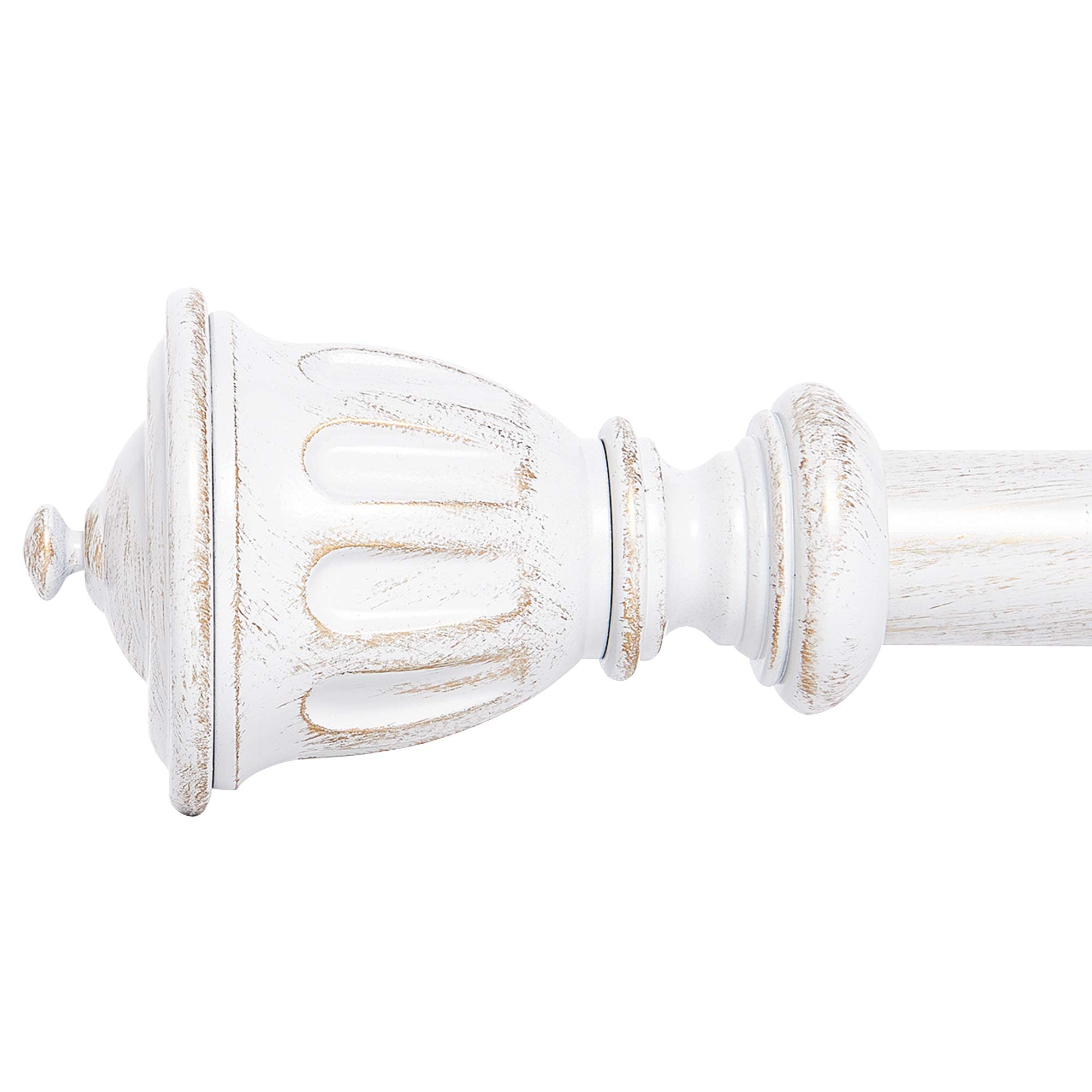 NICETOWN Decorative Antique White Curtain Rods for Windows 28 to 48 inch, Adjustable Standard 1 1/8 inch Diameter Single Curtain Rod Set with Trophy Finials Image