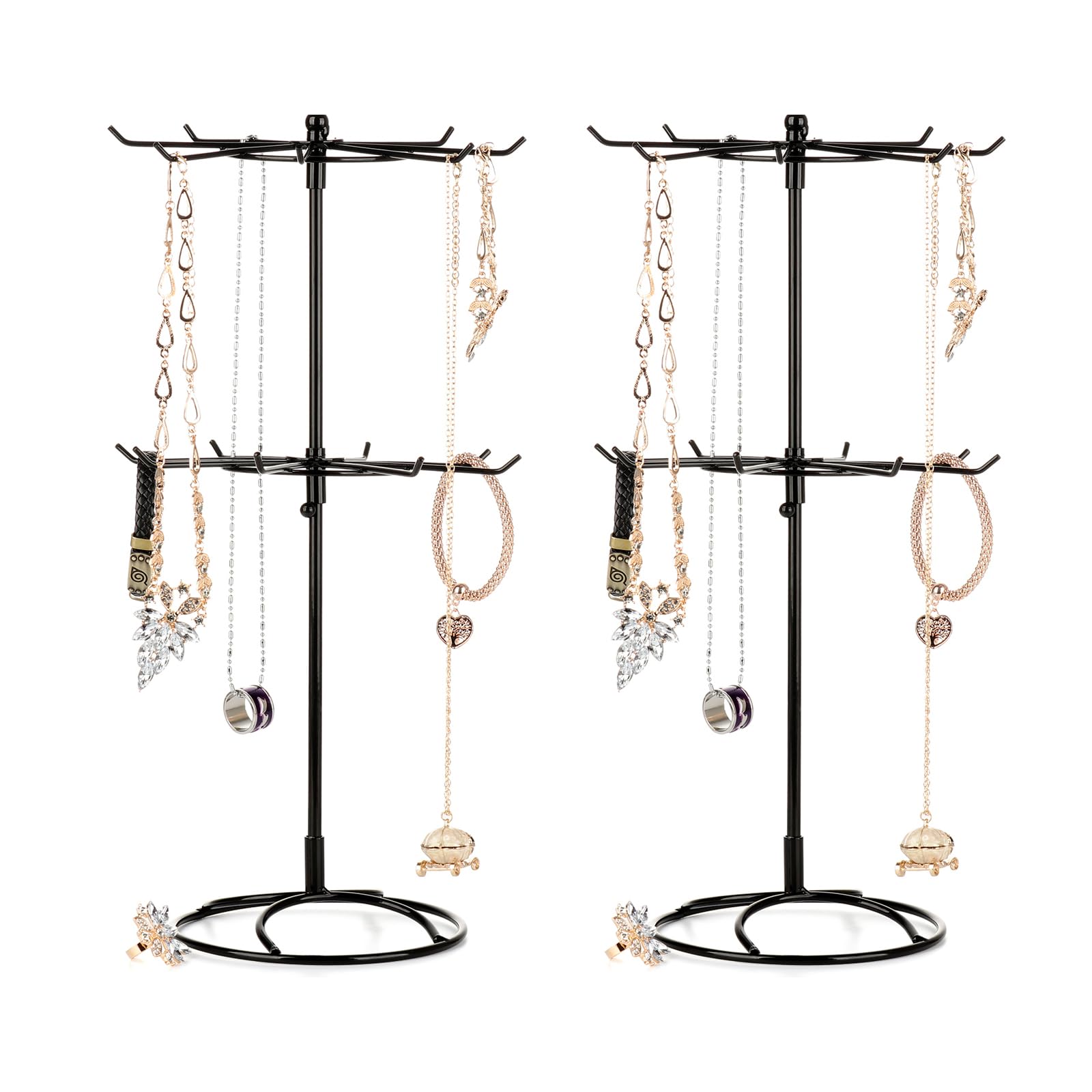 Photo 1 of Wnvivi 2Pcs 2 Tier Rotating Necklace Holder Jewelry Tree Bracelet Stand Display Organizer For Necklaces, Bracelets, Earrings, Rings