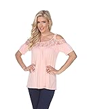 white mark Bexley Lace Cut-Out Tunic Top in Coral