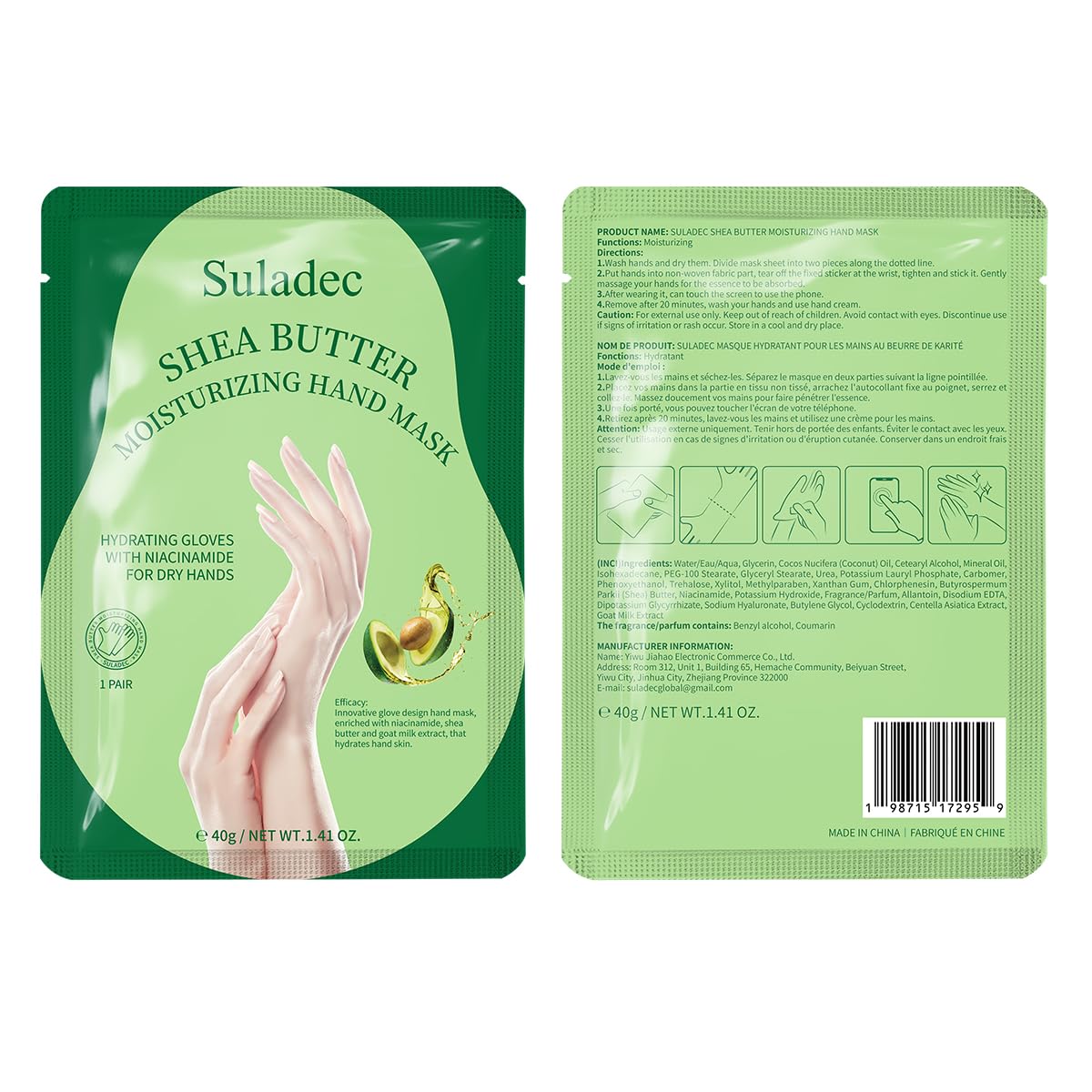 SULADEC Moisturizing Hand Mask with Shea Butter and Goat Milk, Hydrating Hand Masks for Dry Cracked Hands, Dry Skin Moisturizer for Soft and Smooth Touch Hands - Men Women - 5 Pairs