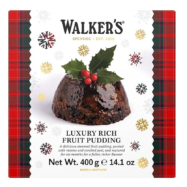 WALKER’S RICH FRUIT PUDDING – 14.1 OZ PLUM PUDDING FOR CHRISTMAS – LUXURY HOLIDAY TREAT AND DESSERT FROM SCOTLAND