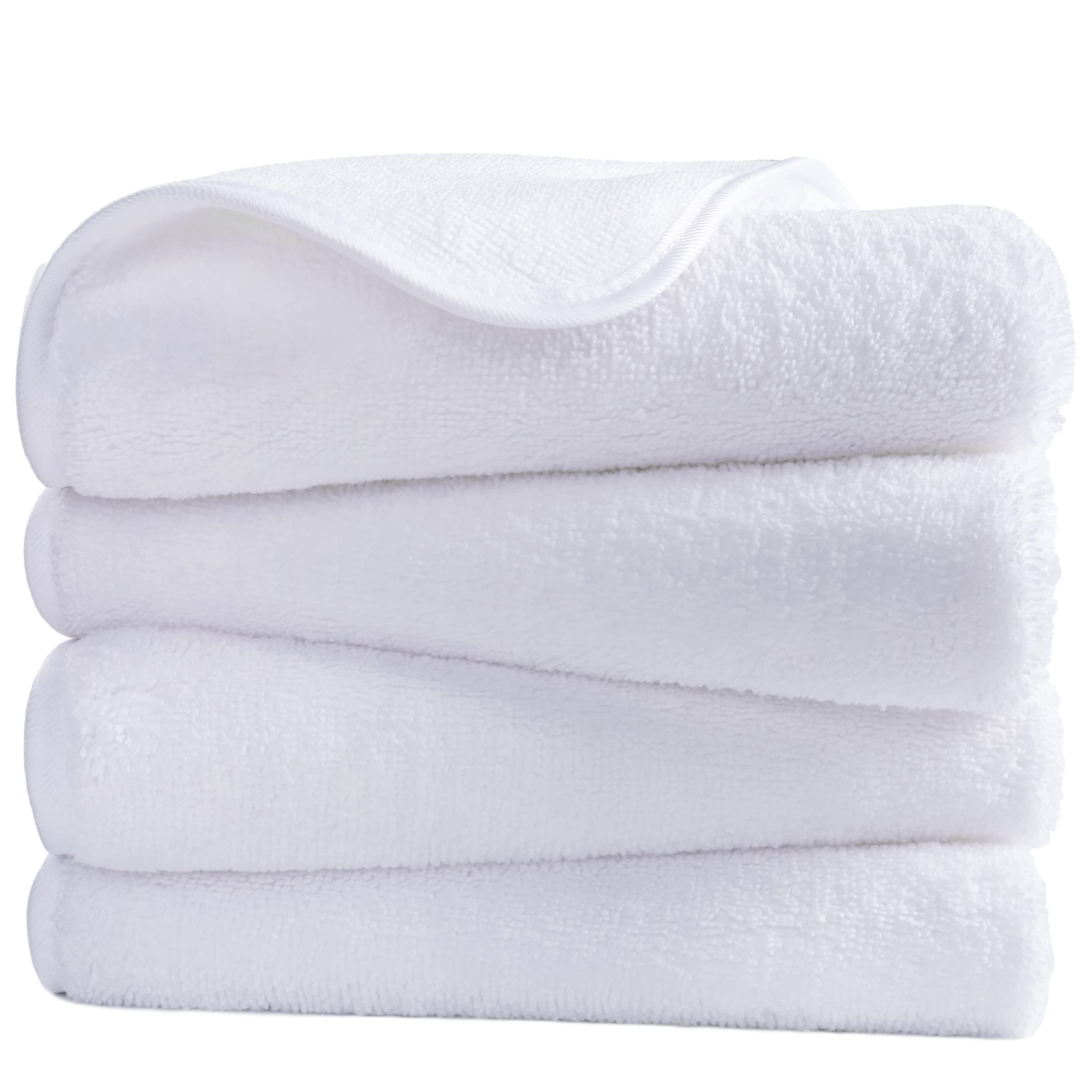 POLYTE Quick Dry Lint Free Microfibre Hand Towel, 40 x 76 cm, Set of 4 (White) — image 1