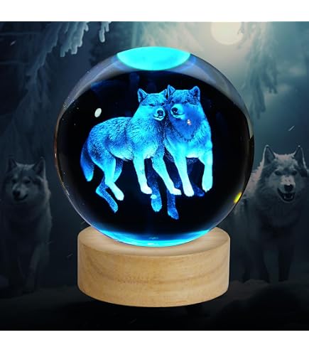 Amazon.com: ZXBLAQ 3D Wolf Crystal Ball Night Light - 3.15 Inch