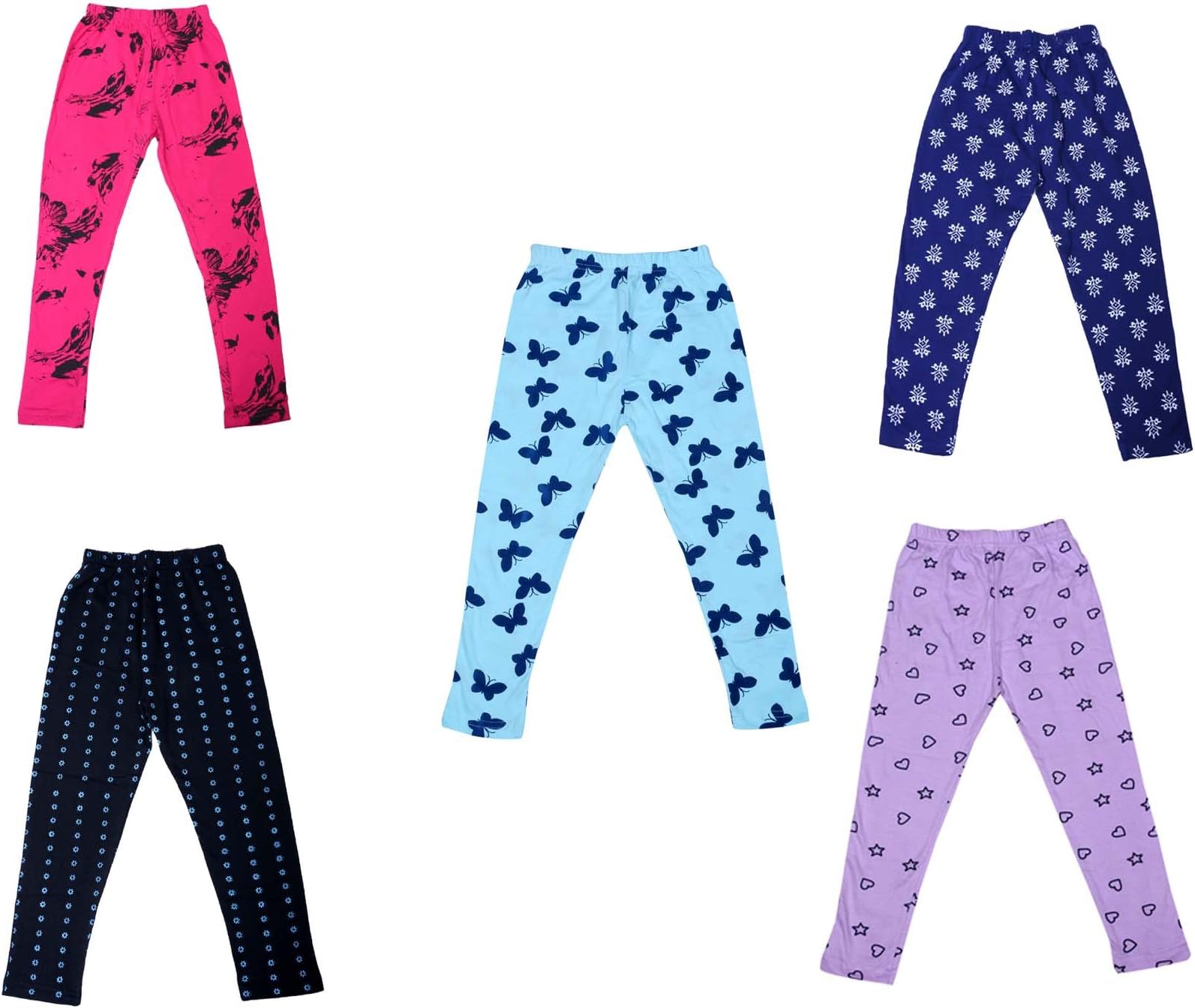 IndiWeavesGirls Cotton Printed Leggings Pack of 5 (7143536374648-IW_Multi_9-10 Years) Multicolour Regular